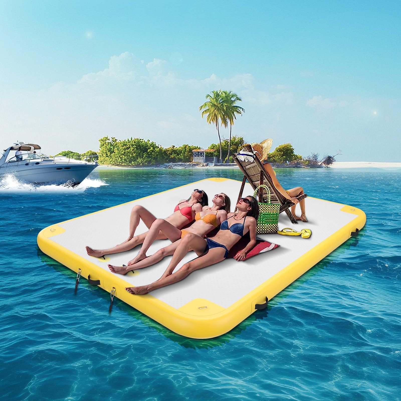 Inflatable Floating Dock Platform 6ft Swim Mat, Inflatable Floating Island Raft