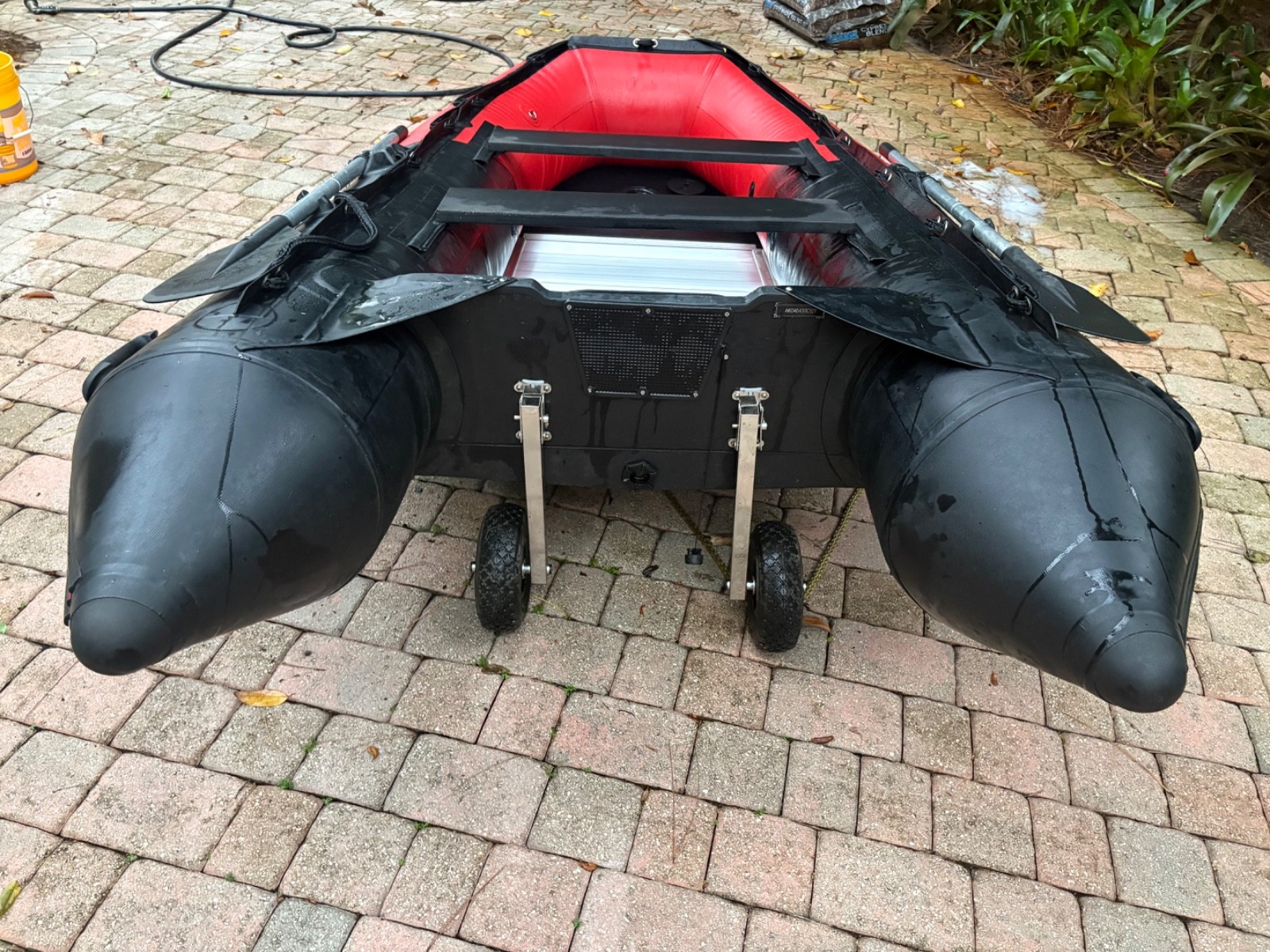 ALEKO Inflatable Boat with Aluminum Floor 125” ft Red and Black