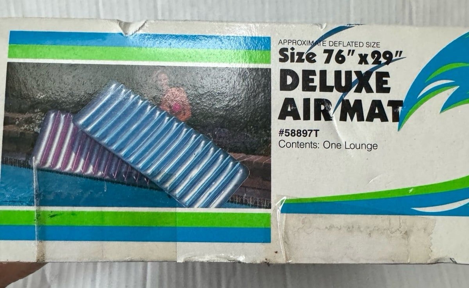 VTG 1988 Intex Deluxe Air Mat Inflatable Transparent Metallic Pool Lounge Raft