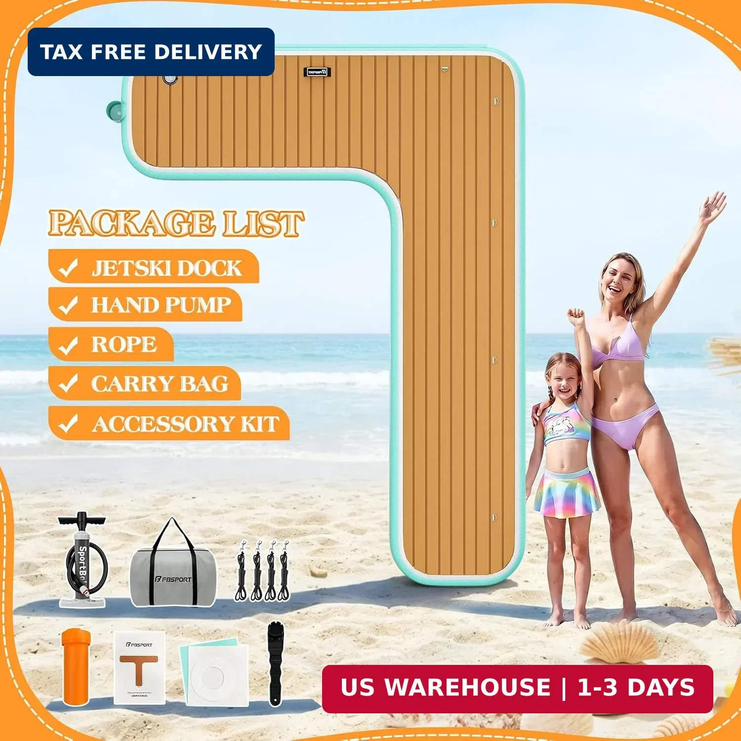 Inflatable Jet Ski Dock, 10ft/8ft Inflatable Floating Dock for Lake Ocea