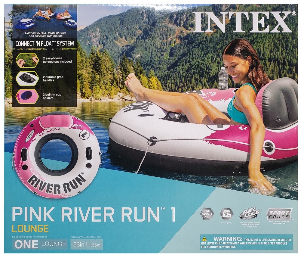 Intex Pink River Run I Sport Lounge Inflatable Water Float 53inch Diameter