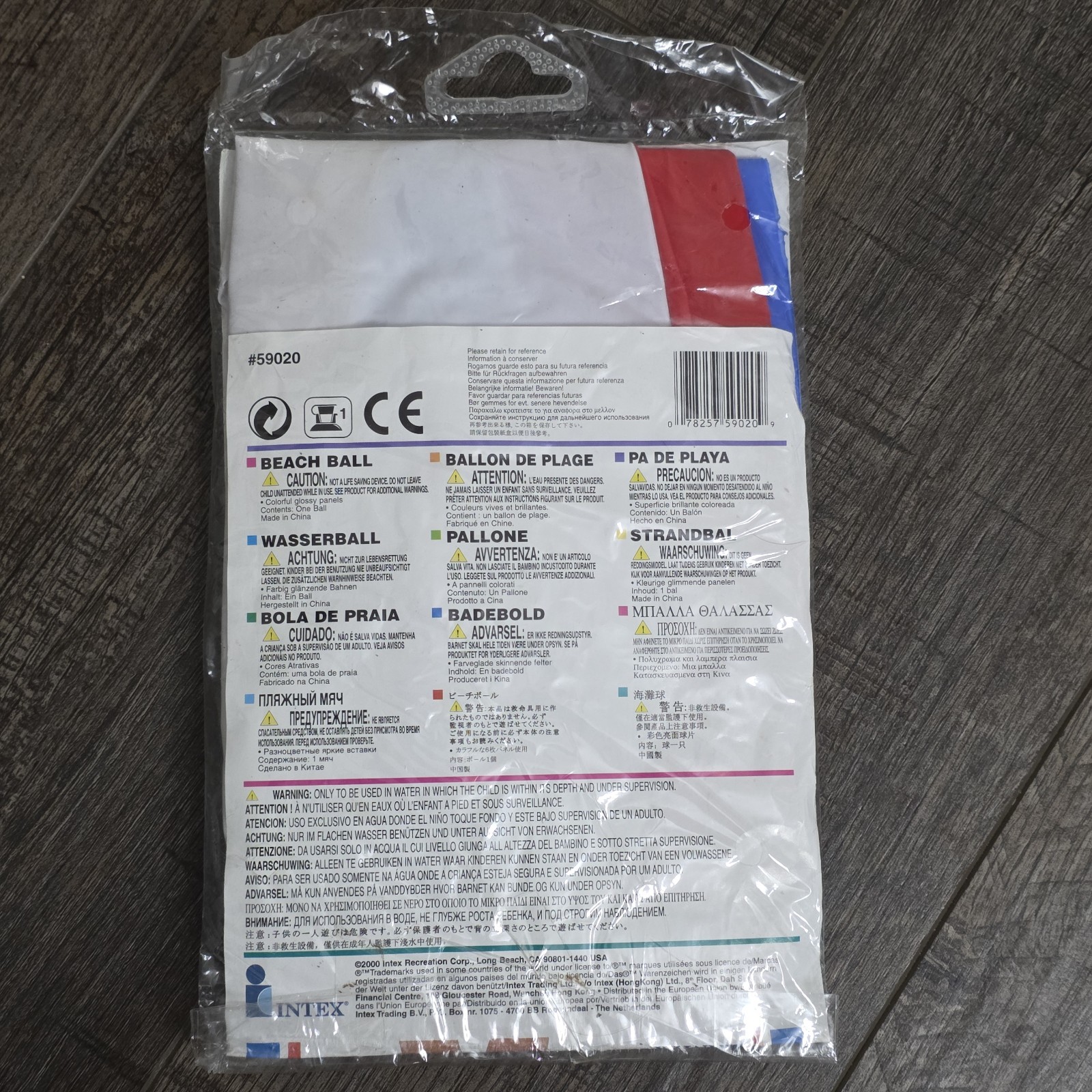 Intex The Wet Set Beach Ball #59020 Glossy Panel 20″ Inflatable 2001 Sealed