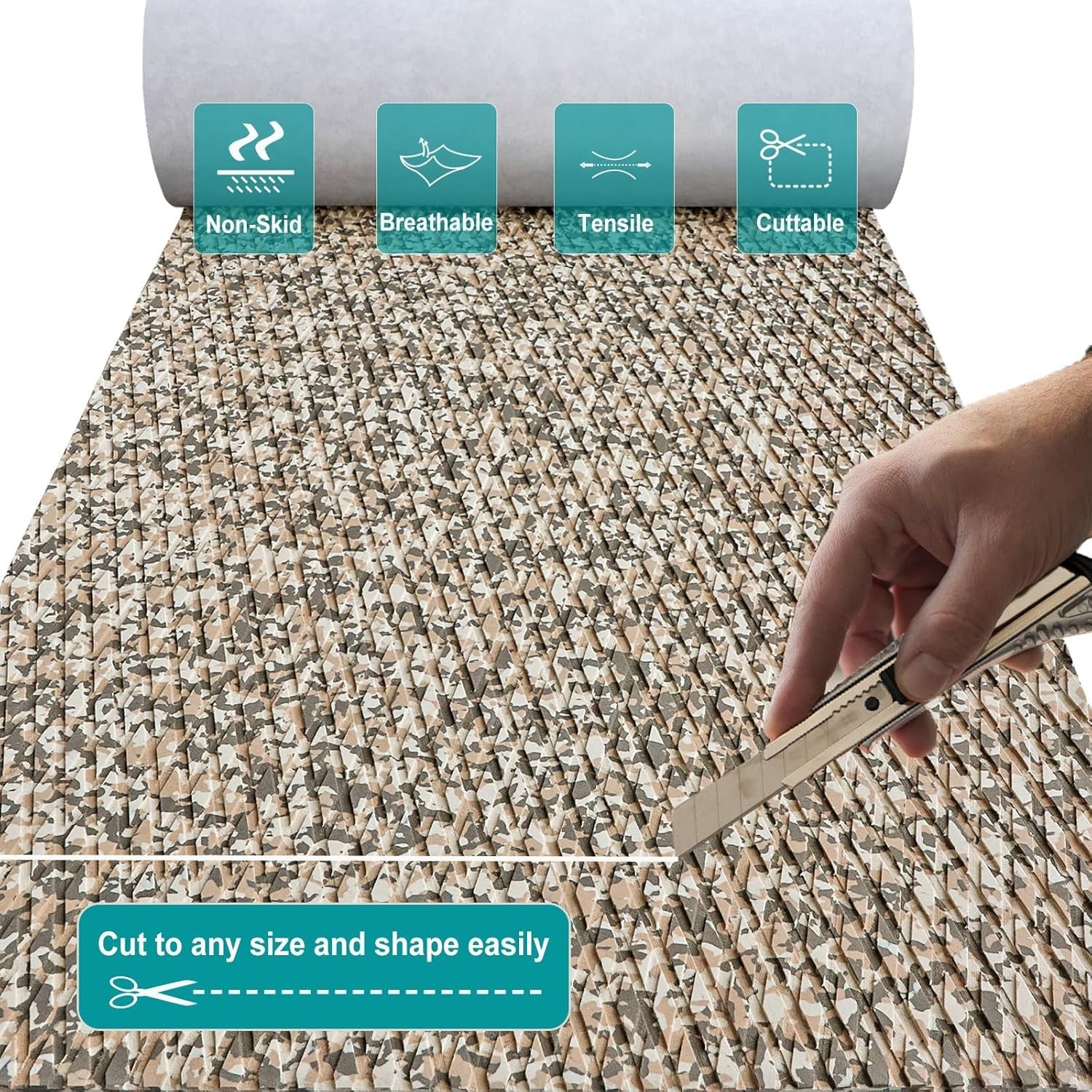 Boat Flooring Camo EVA Foam 94.5″Lx16.1″W – 10.5sqft, Desert
