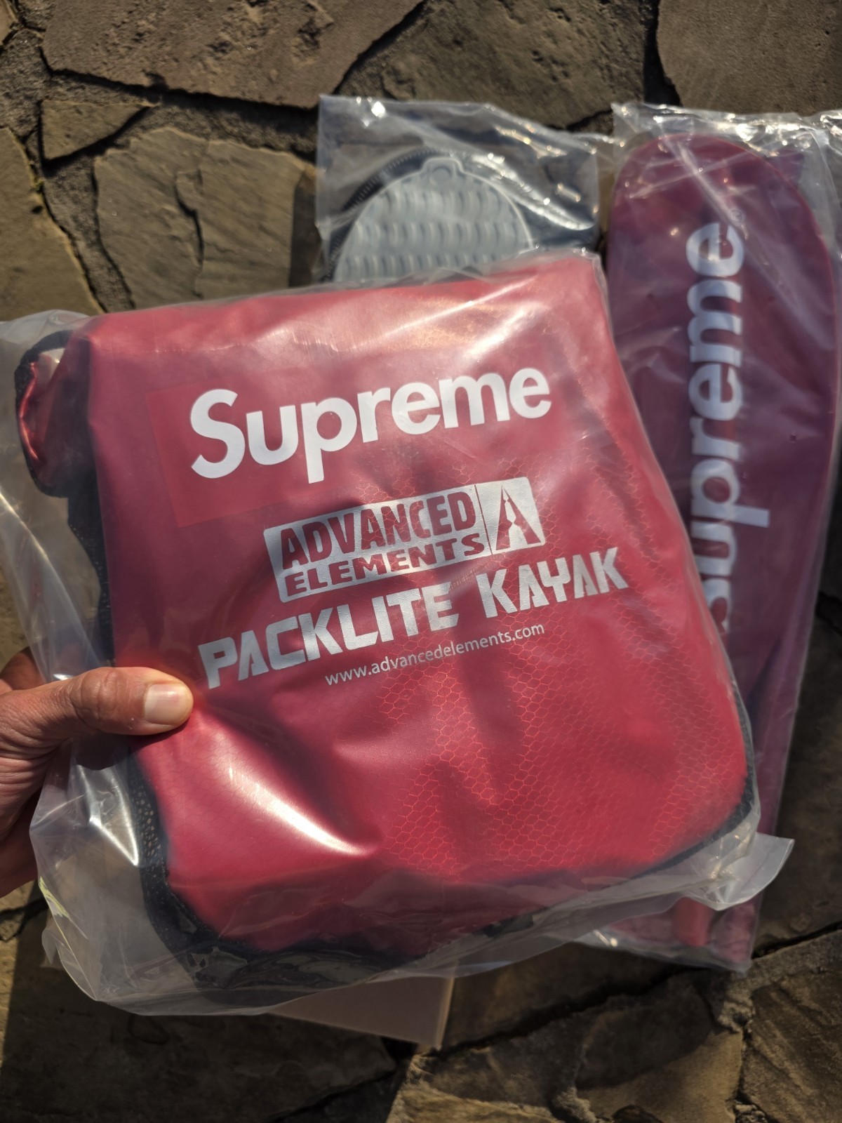 Supreme Advanced Elements Packlite Kayak in Red SS18 Inflatable Packable Oar
