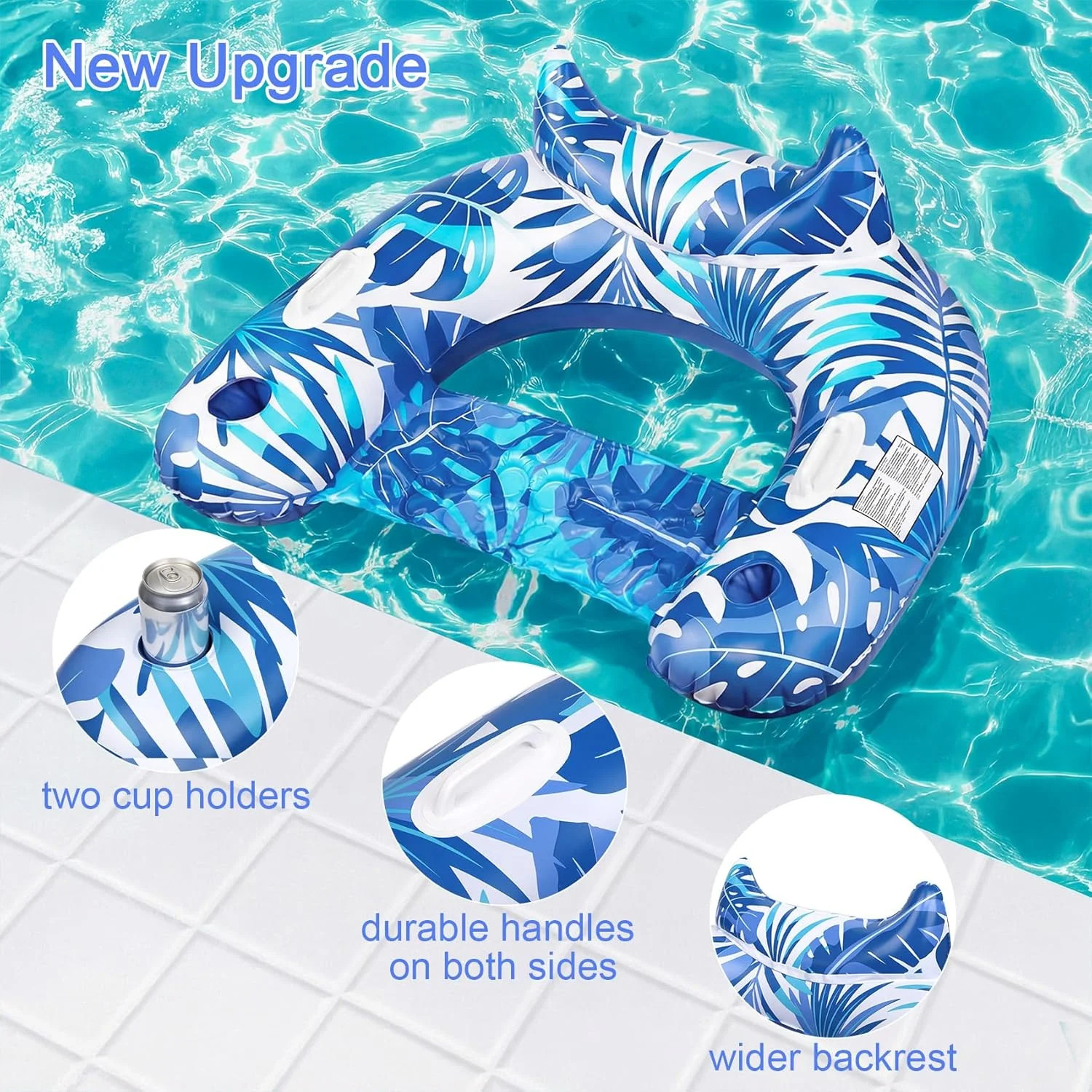 Pool Floats Adult, 2 Pack Inflatable Pool Float Chair, Portable Pool Floaties ..