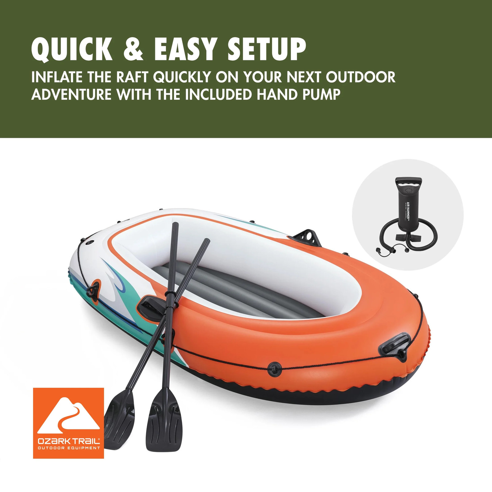 2-Person Inflatable Recreational Raft Set 6’5″ X 40″