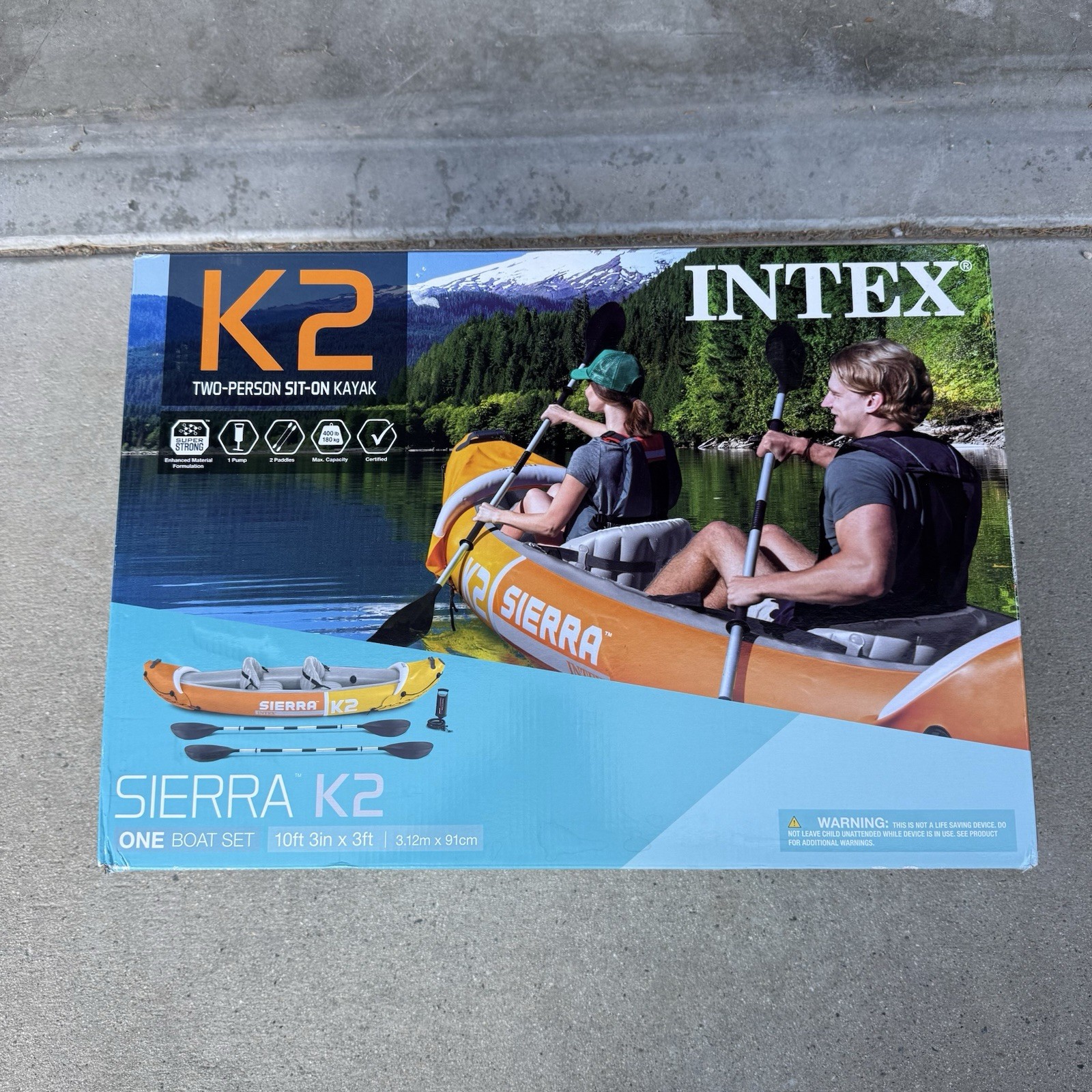 NEW SEALED Intex 2 Person Inflatable Kayak K2 Sierra With 2 Paddles And Pump