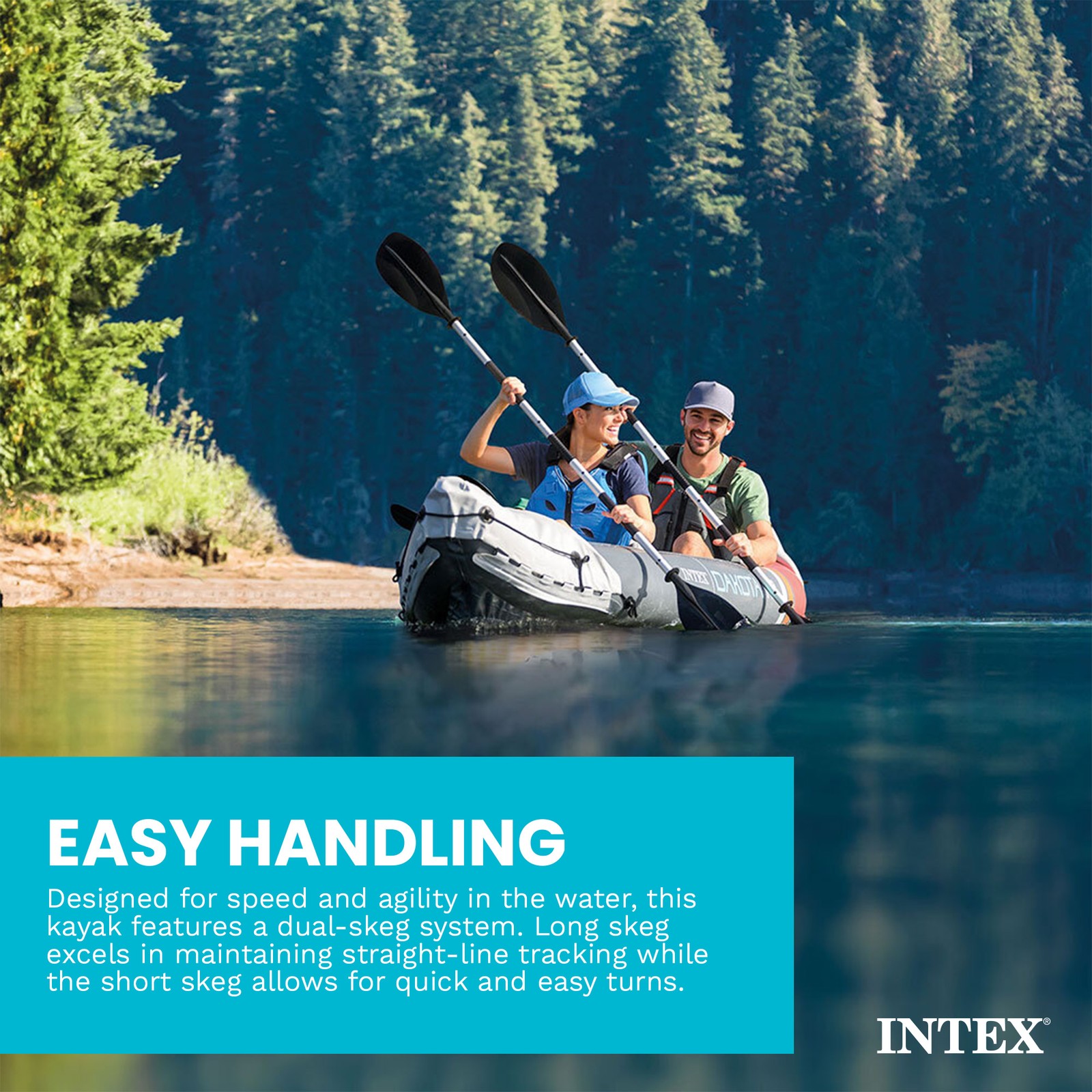 Intex Dakota K2 2 Person Vinyl Inflatable Kayak with Oars and Pump (Open Box)
