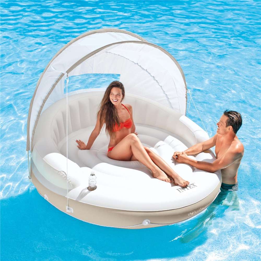 Intex Inflatable Canopy Island Float & Bestway Tropical Breeze 6 Person Float