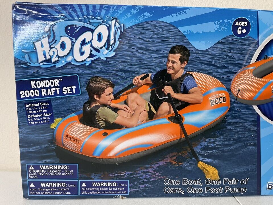 NEW Bestway 61142E Kondor 2000 Raft Set Inflatable Boat Orange
