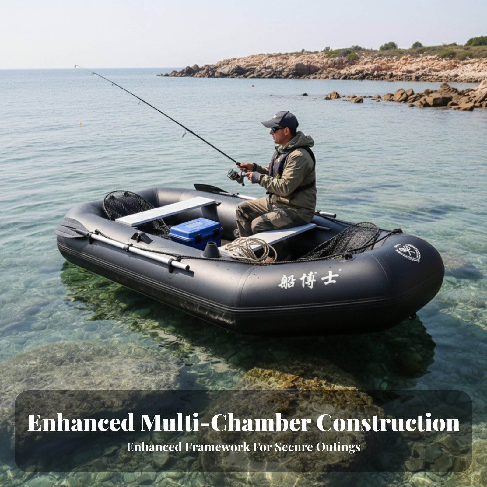 Hard Bottom Inflatable Raft, Multi-Person Kayak, Foldable, Fishing, Outdoor Use