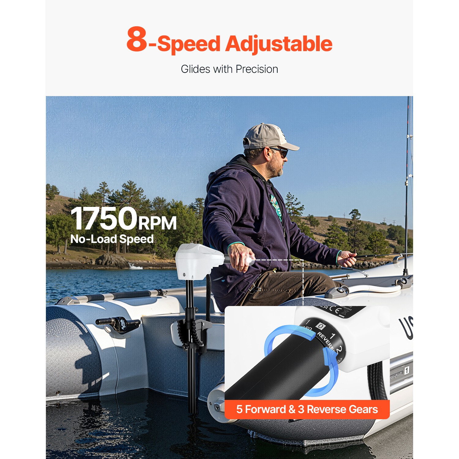 55lb 12V Thrust Electric Trolling Motor Saltwater Trolling Boat Engine for Kayak