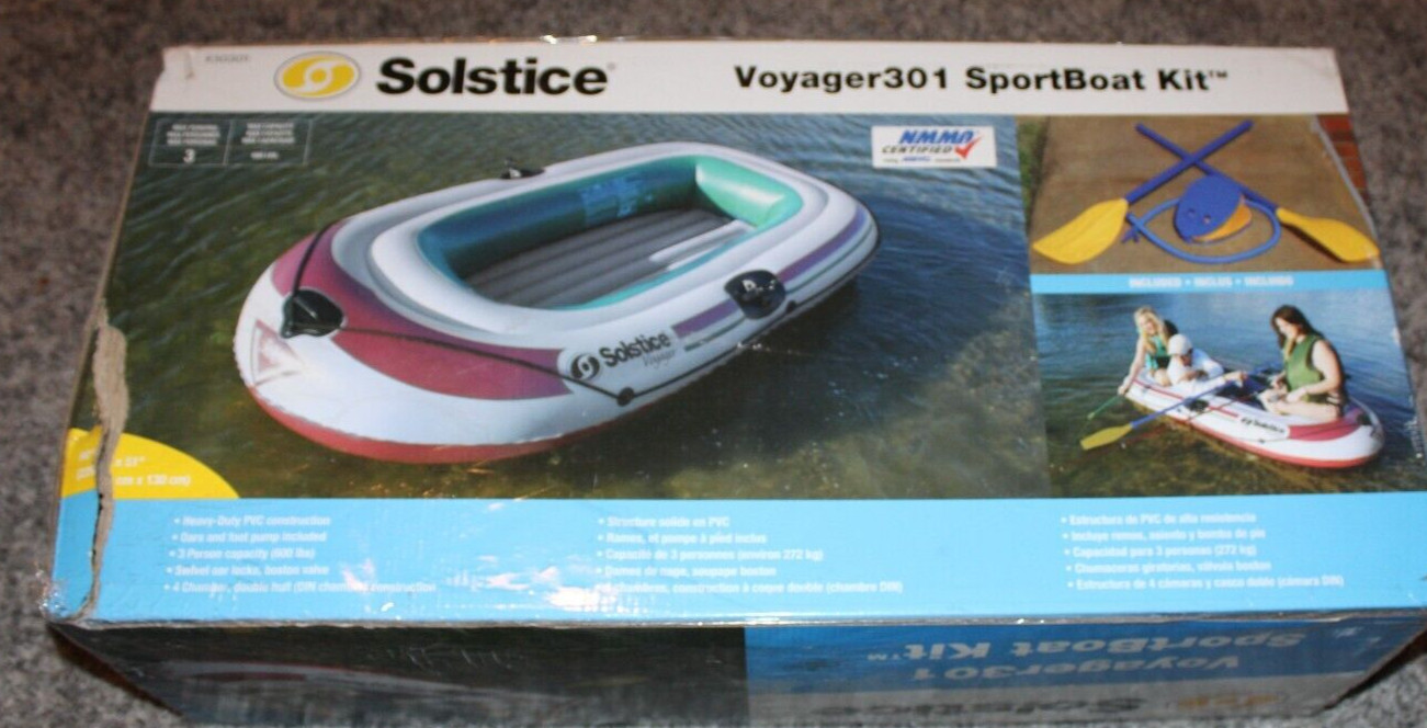 SOLSTICE Voyager301 SPORTBOAT Kit 3-Person Inflatable Fishing Boat Complete Kit