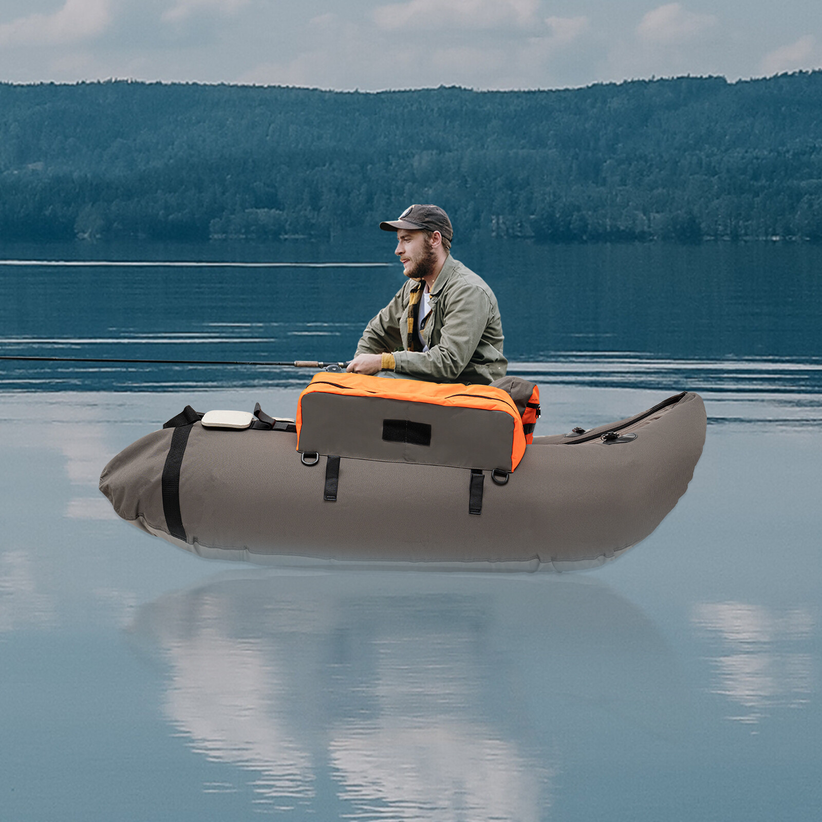 Gray Inflatable Boat Raft Fishing Dinghy Tender Pontoon Dive Rescue Heavy Duty