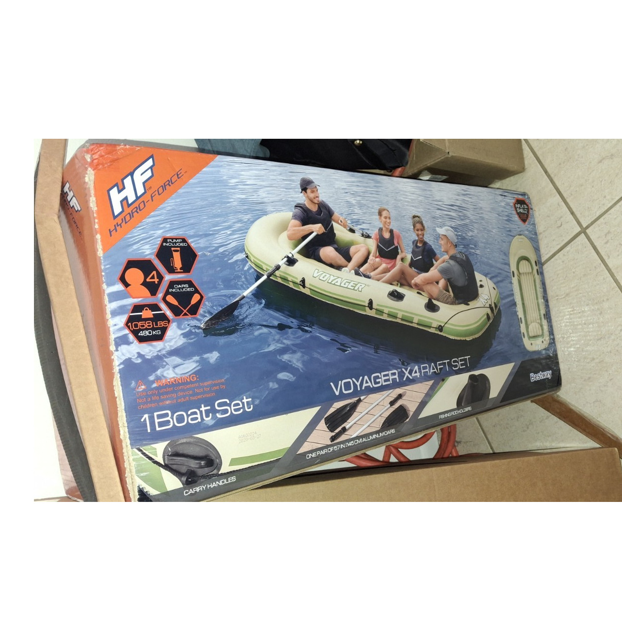 Bestway Voyager X4 Raft Set Inflatable Boat Multi-Person Raft Green
