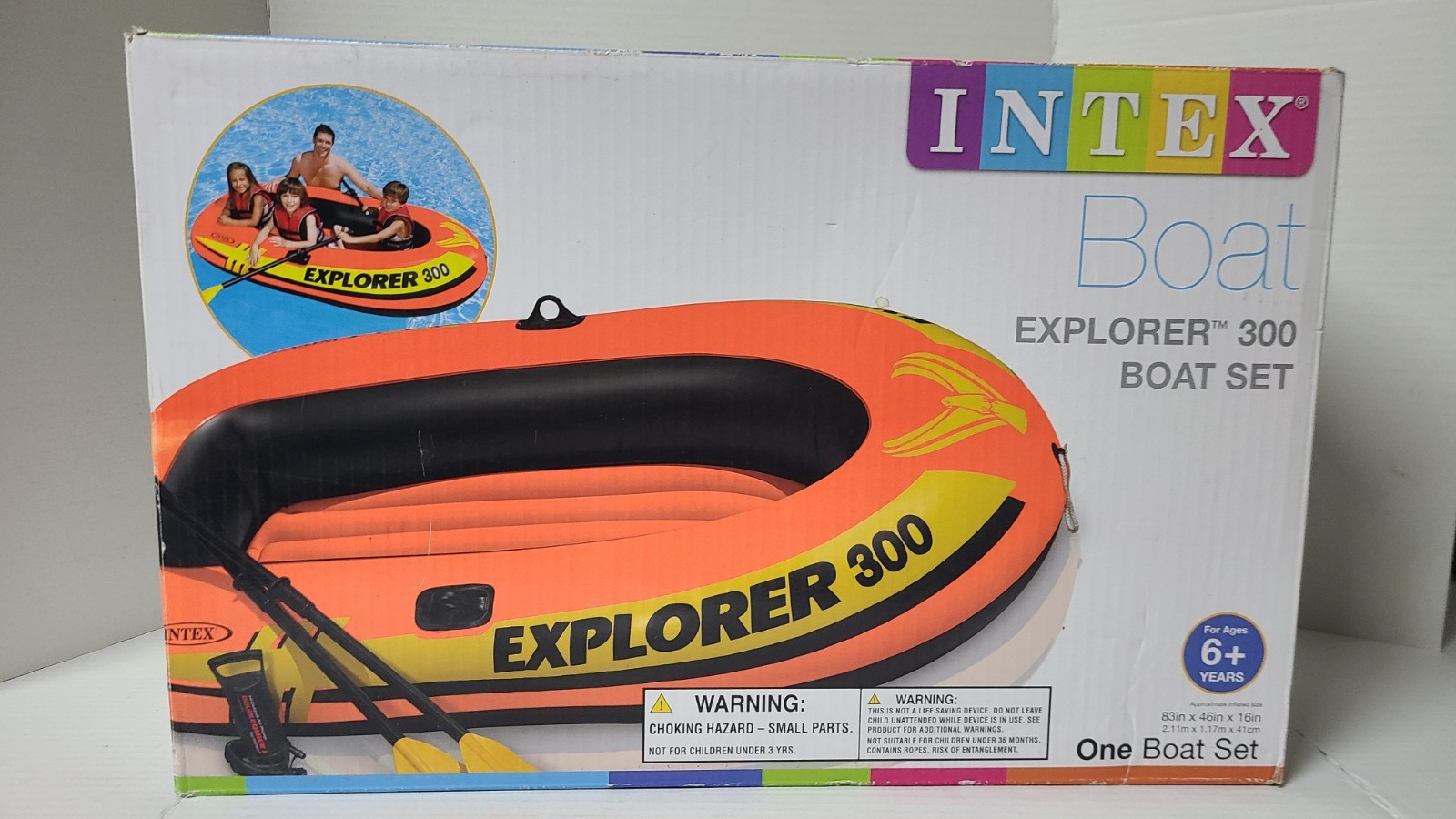 Intex Explorer 300 3-Person Inflatable Boat Set with Oars & Air Pump