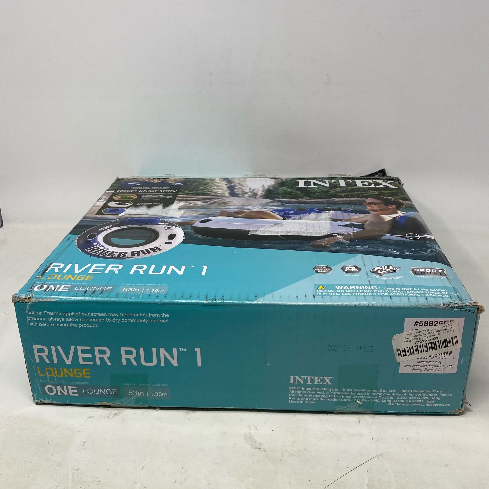 Intex River Run 1 Lounge Tube Blue 53in 1-Person w/Cup Holders