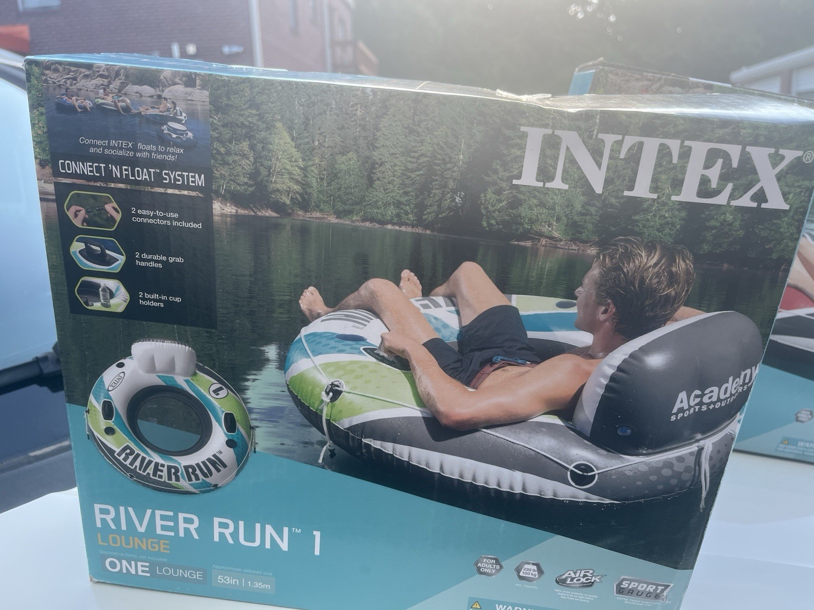 Intex River Run I Lounge 53 inch Inflatable Water Connect A Float- Turquoise