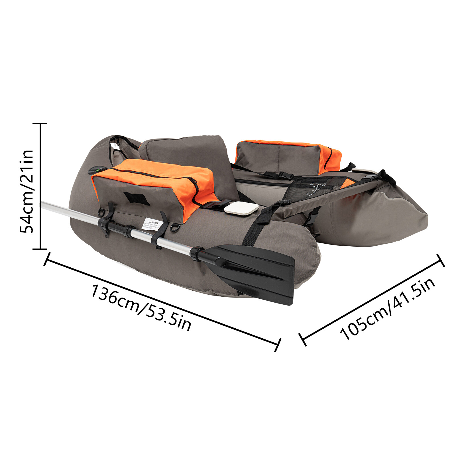 Inflatable Fishing Boat Foldable With Adjustable Backrest Seat Gray 130kg
