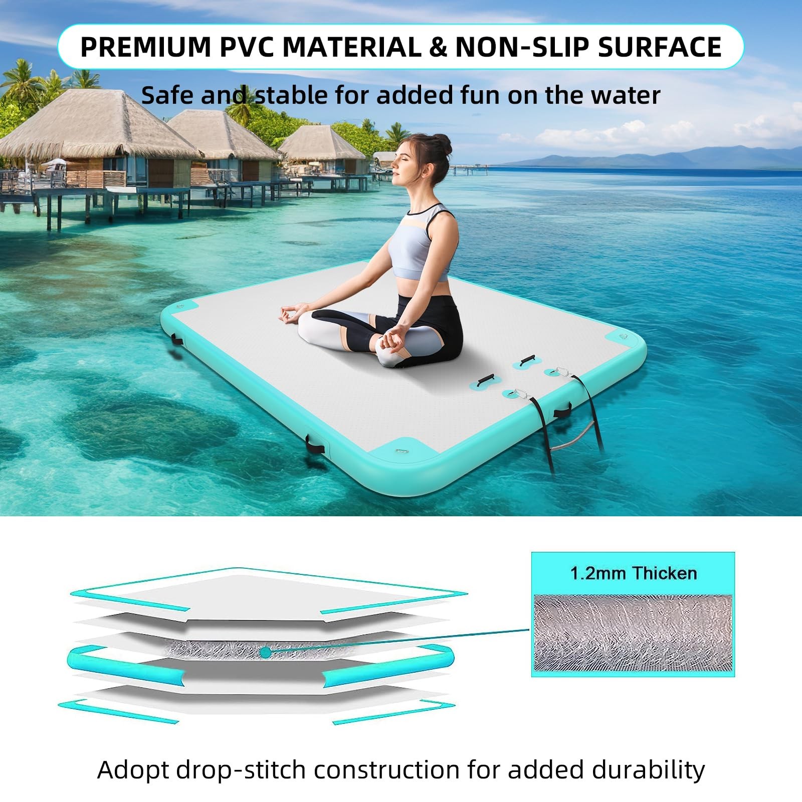 AZXRHWYGS Inflatable Floating Dock, Dock 12×6 ft 12 x 6