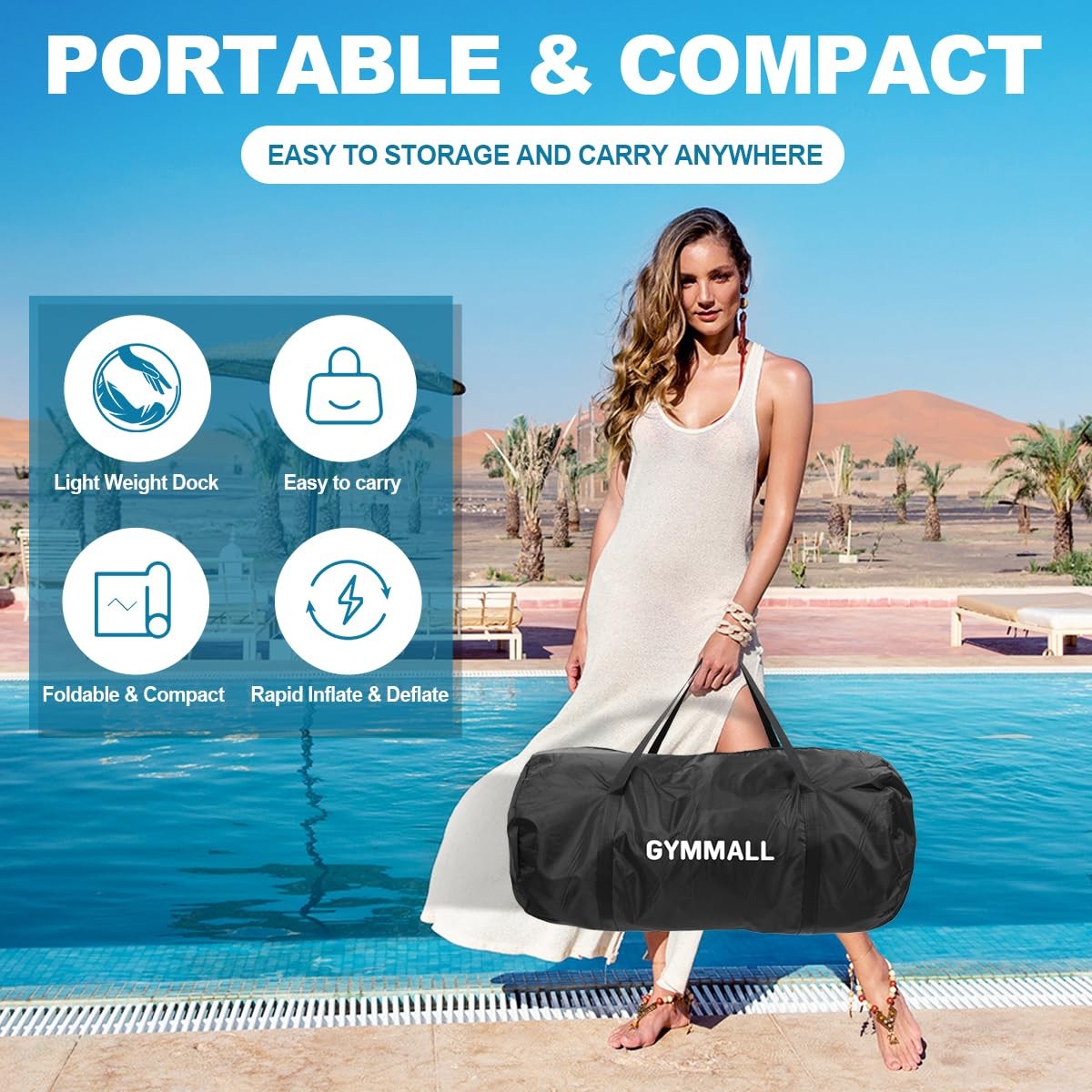 GYMMALL Inflatable Floating Dock Platform 6ft x 5ft 6in Thick None-Slip Surface