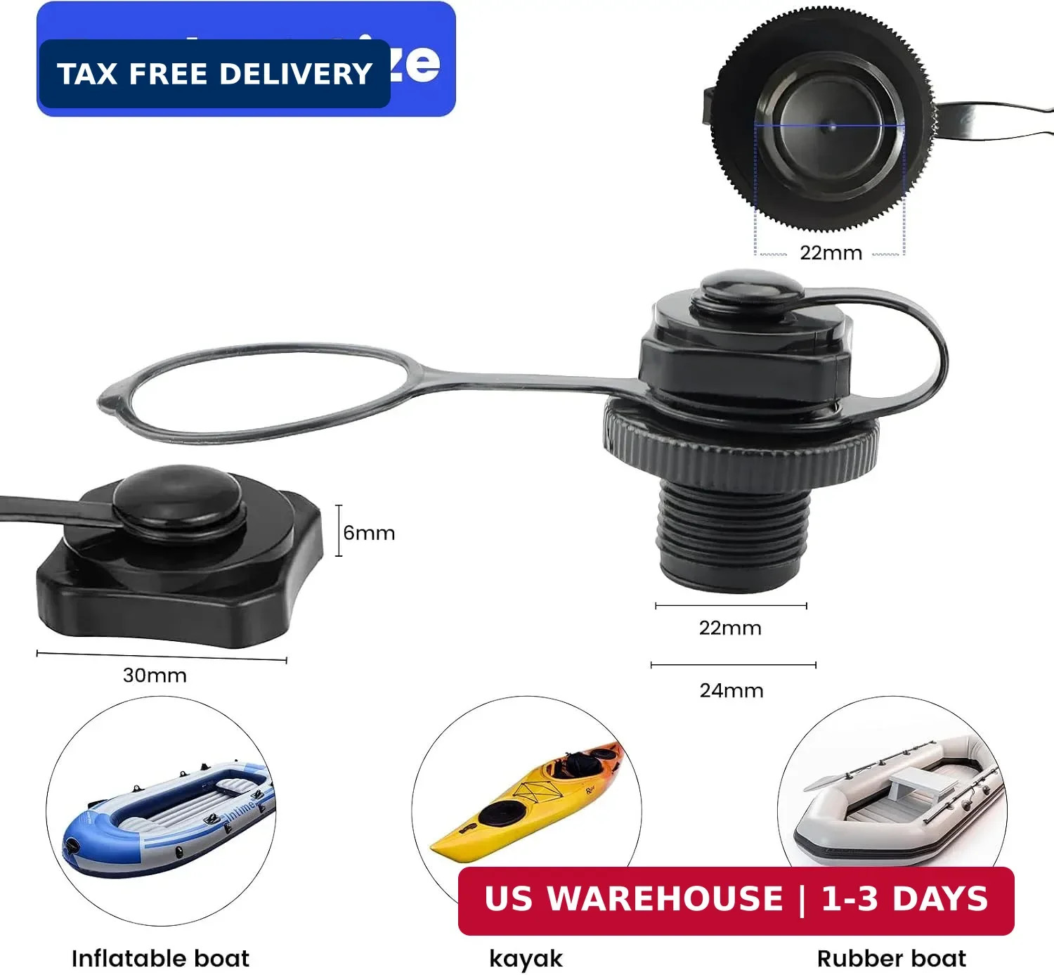 Inflatable Boat Air Valve,2PCS Inflatable Boat Replacement Caps Boat Spiral Air