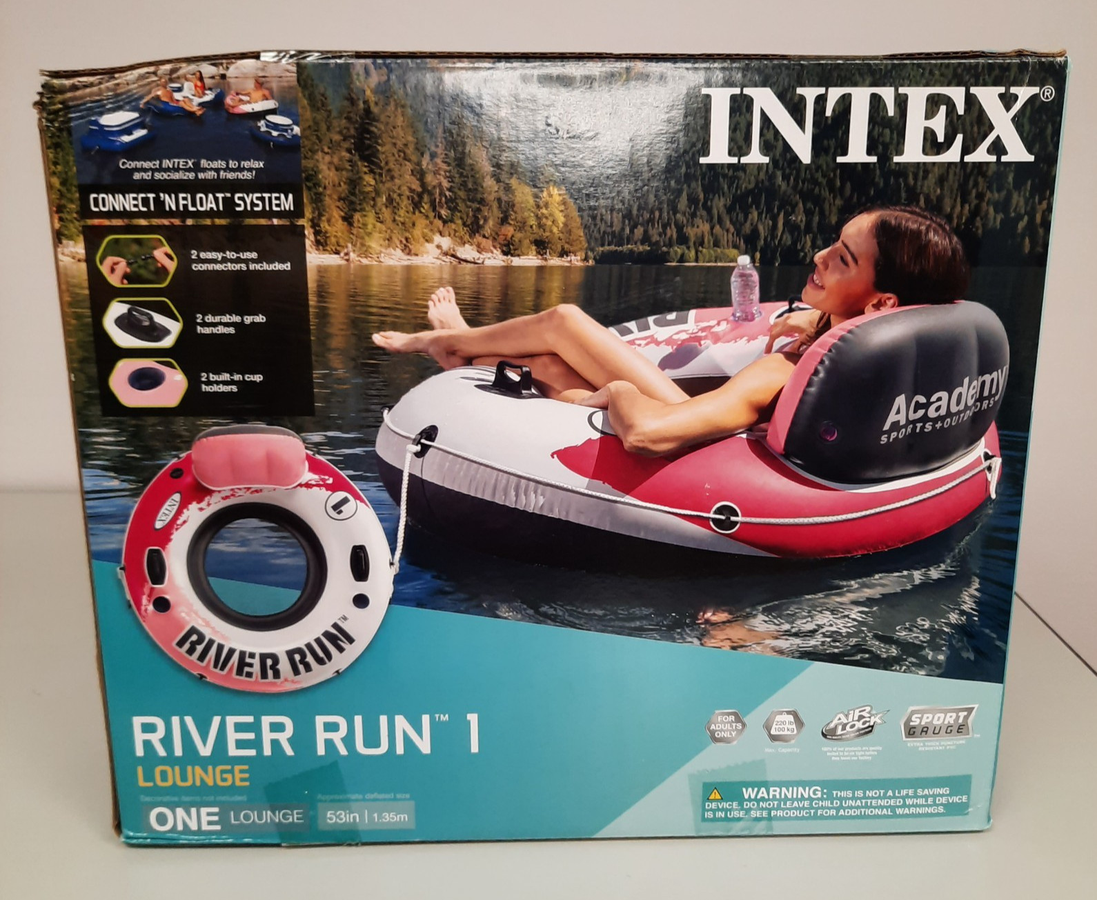 Intex River Run 1 Lounge Connect ‘N Float System Pink & White #56829AY – 53″
