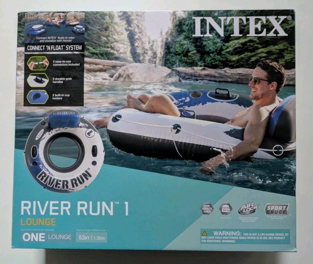 NEW Intex River Run 1 Inflatable Inner Tube 53 in River Raft Handles Snow Tubing
