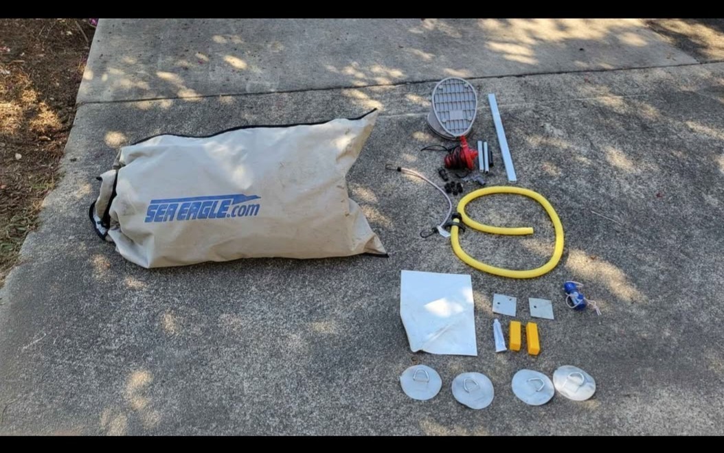 Sea Eagle 124-SMB Inflatable Raft/Boat w/ Bag, Pump, Hose & Repair Kit