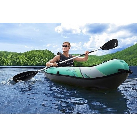 Hydro-Force Ventura Elite X1 Kayak Inflatable Set Teal Gray Paddle Pump NIB