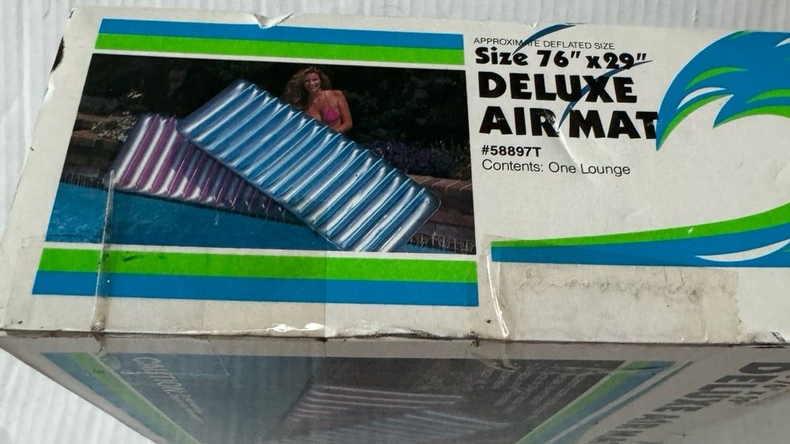 VTG 1988 Intex Deluxe Air Mat Inflatable Transparent Metallic Pool Lounge Raft