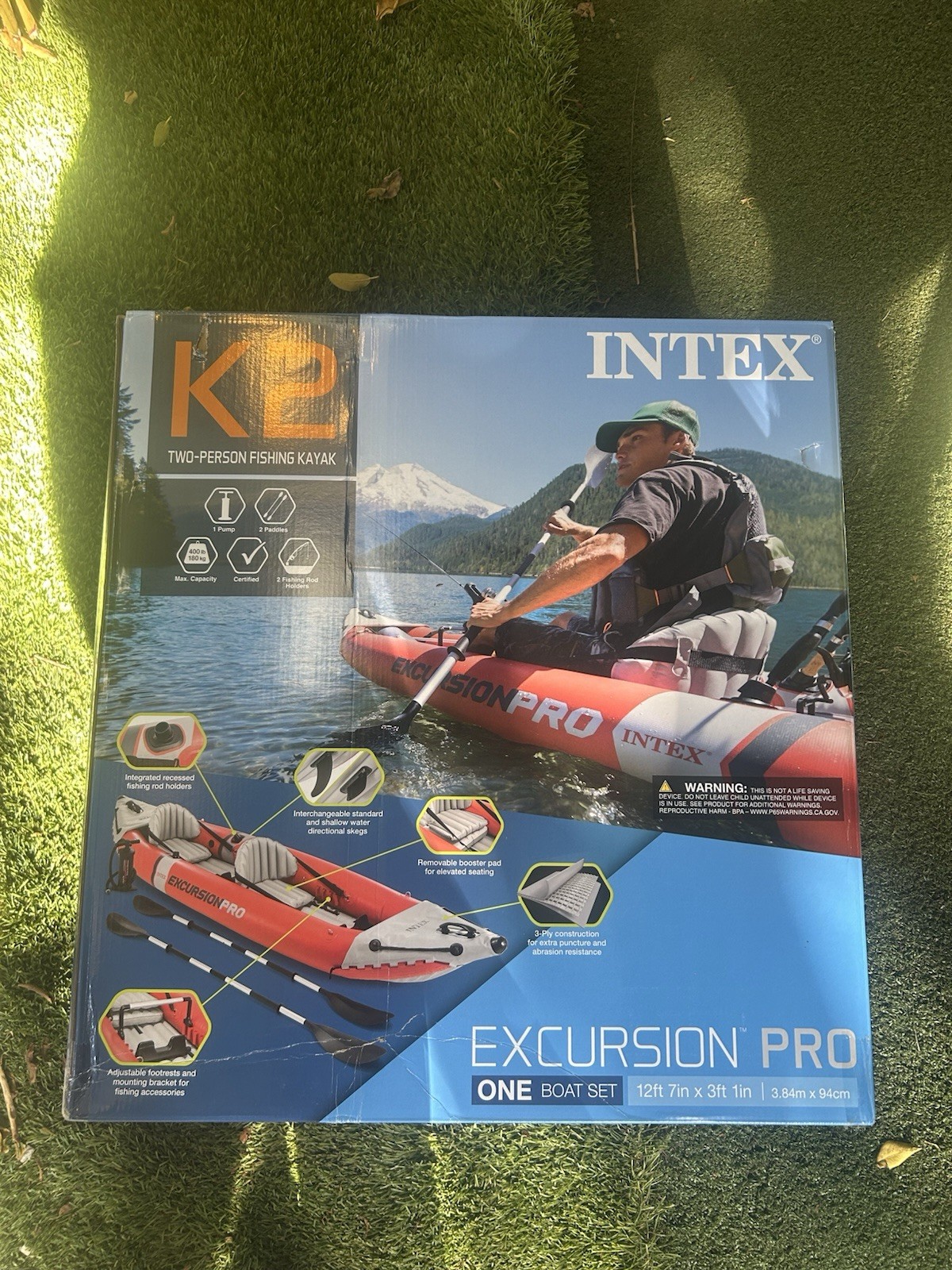 Intex 68309EP Excursion Unisex’s Excursion Pro K2 Inflatable Kayak – Red
