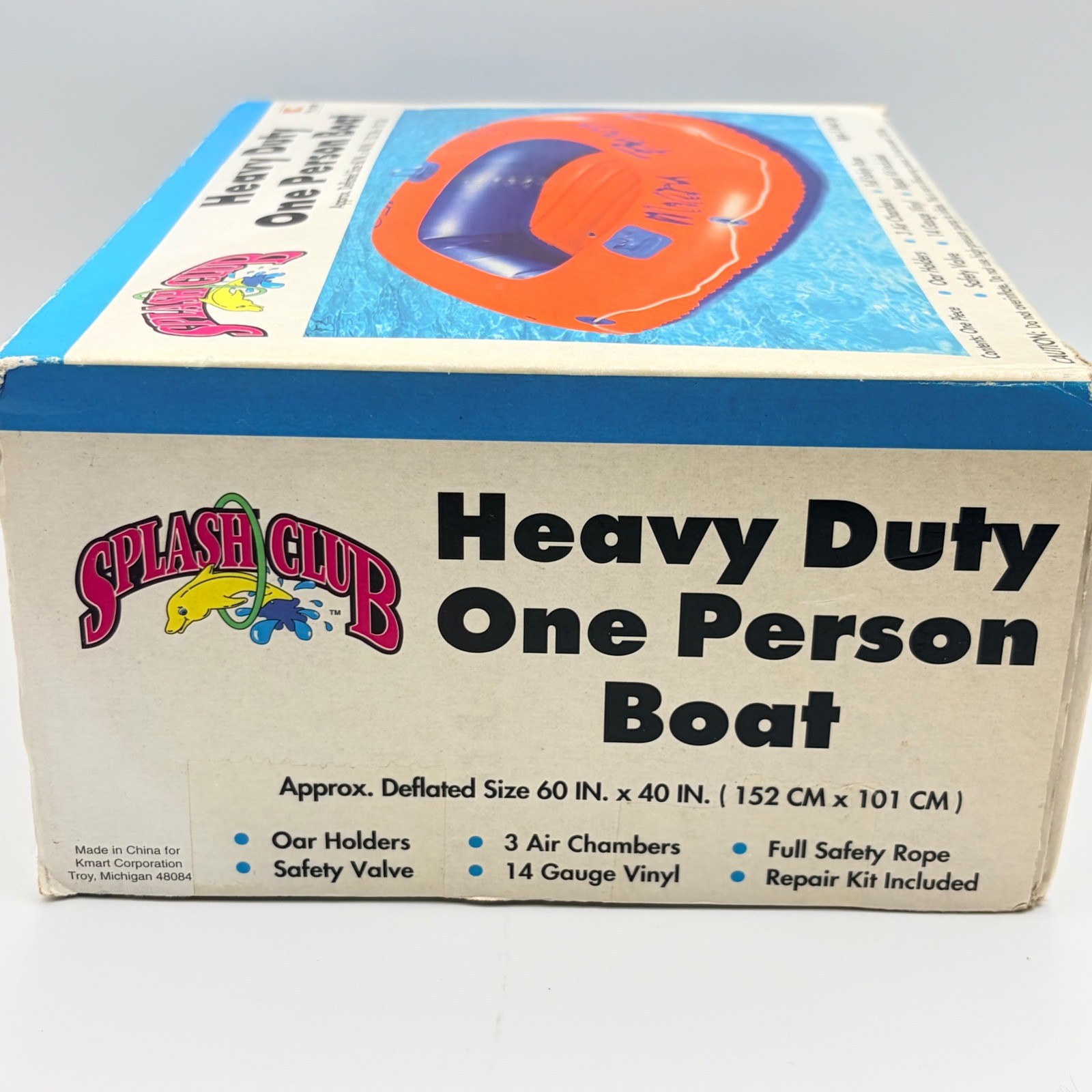 Splash Club Heavy Duty One Person Boat Inflatable Raft Orange Blue Kmart 60×40
