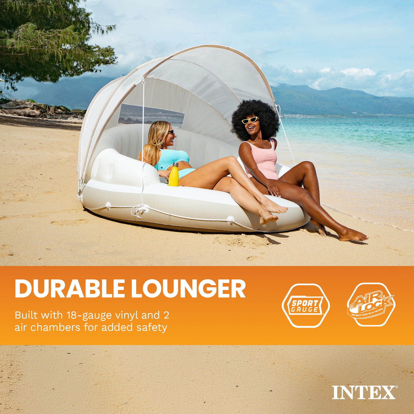 Intex Canopy Island 78″ X 59″ Inflatable Water Lounge Raft 58292EP (Open Box)
