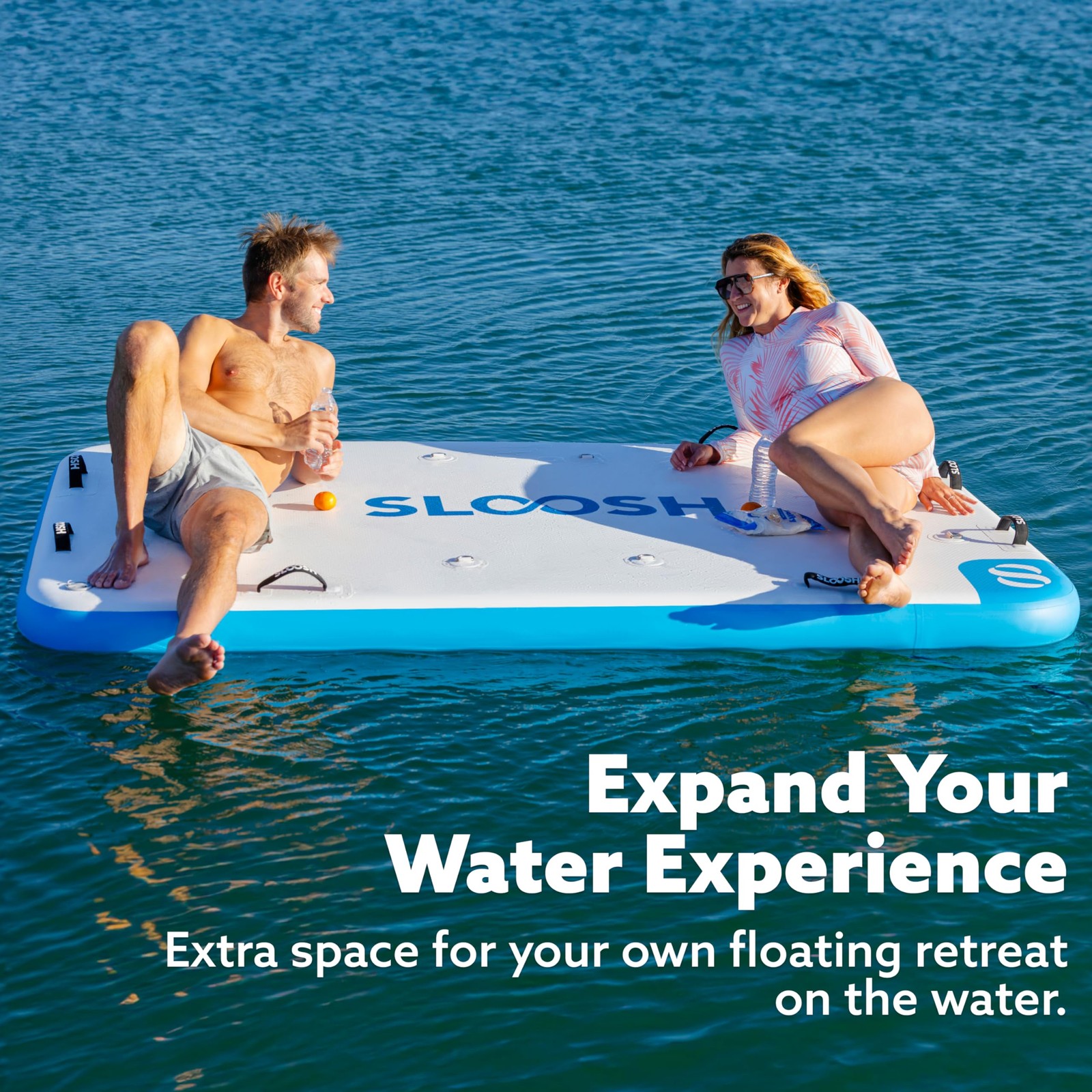 SLOOSH Inflatable Floating Dock, 8X5FT Dock 8Ft X 5Ft, Blue