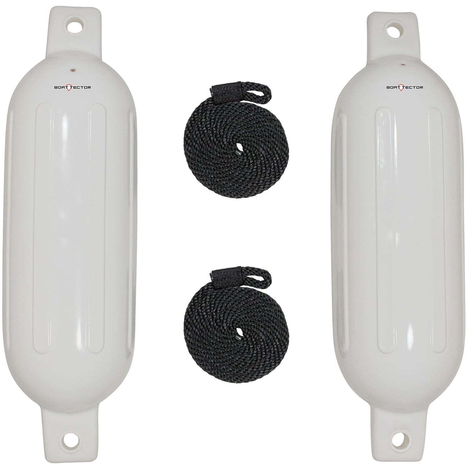 2 BoatTector Inflatable Fenders – White, 6.5″ x 22″