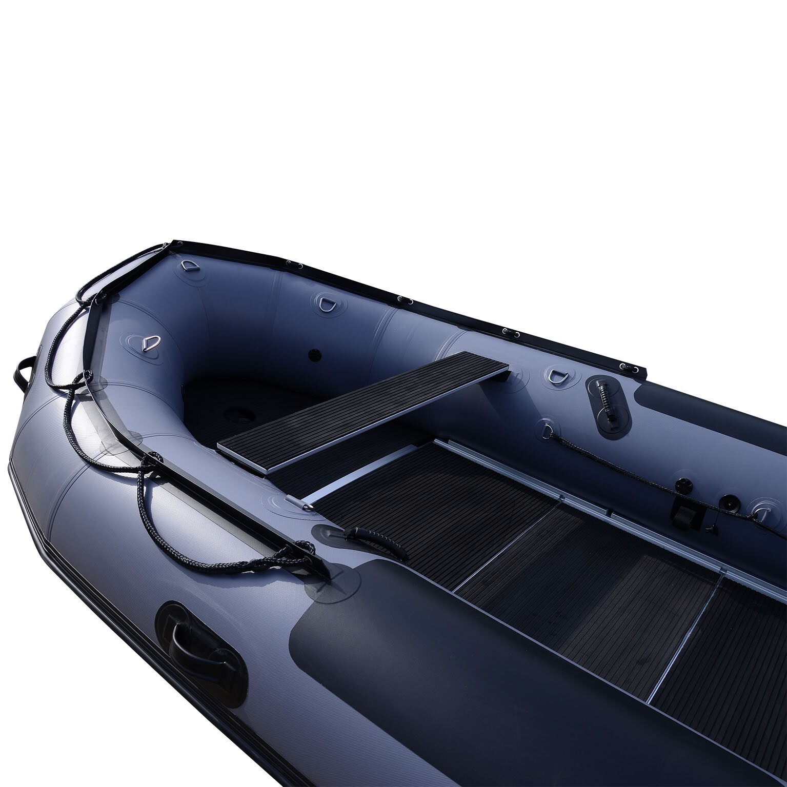 BRIS 14.5ft Inflatable Boat Inflatable Fishing Pontoon Boat ALUMINUM TRANSOM