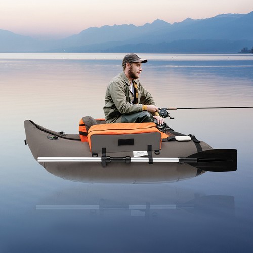 Portable Inflatable Fishing Boat Raft,Backrest Adjustable Angle, Blow Up Boat