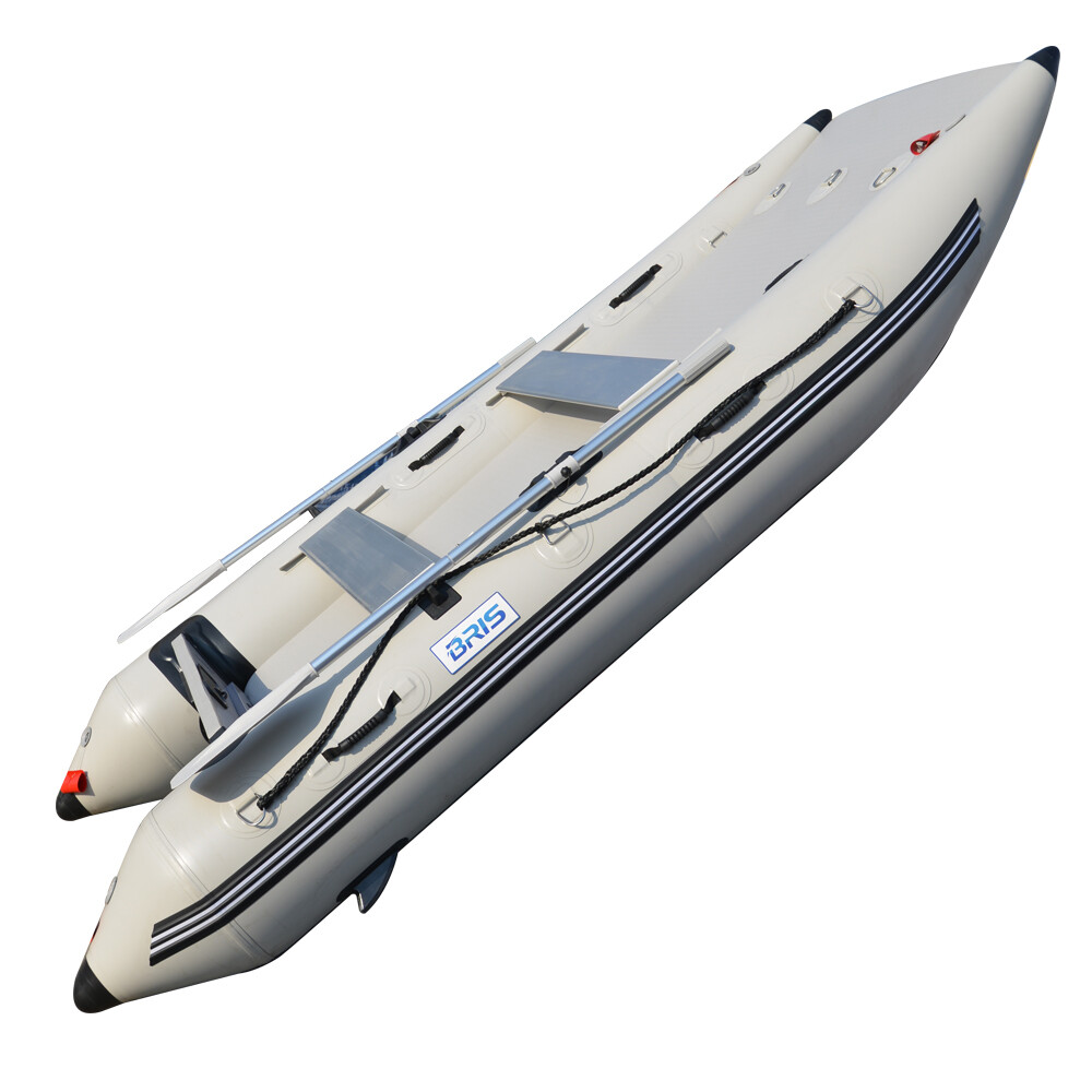 BRIS 11 ft Inflatable Catamaran Inflatable Boat Dinghy Mini Cat Boat Gray