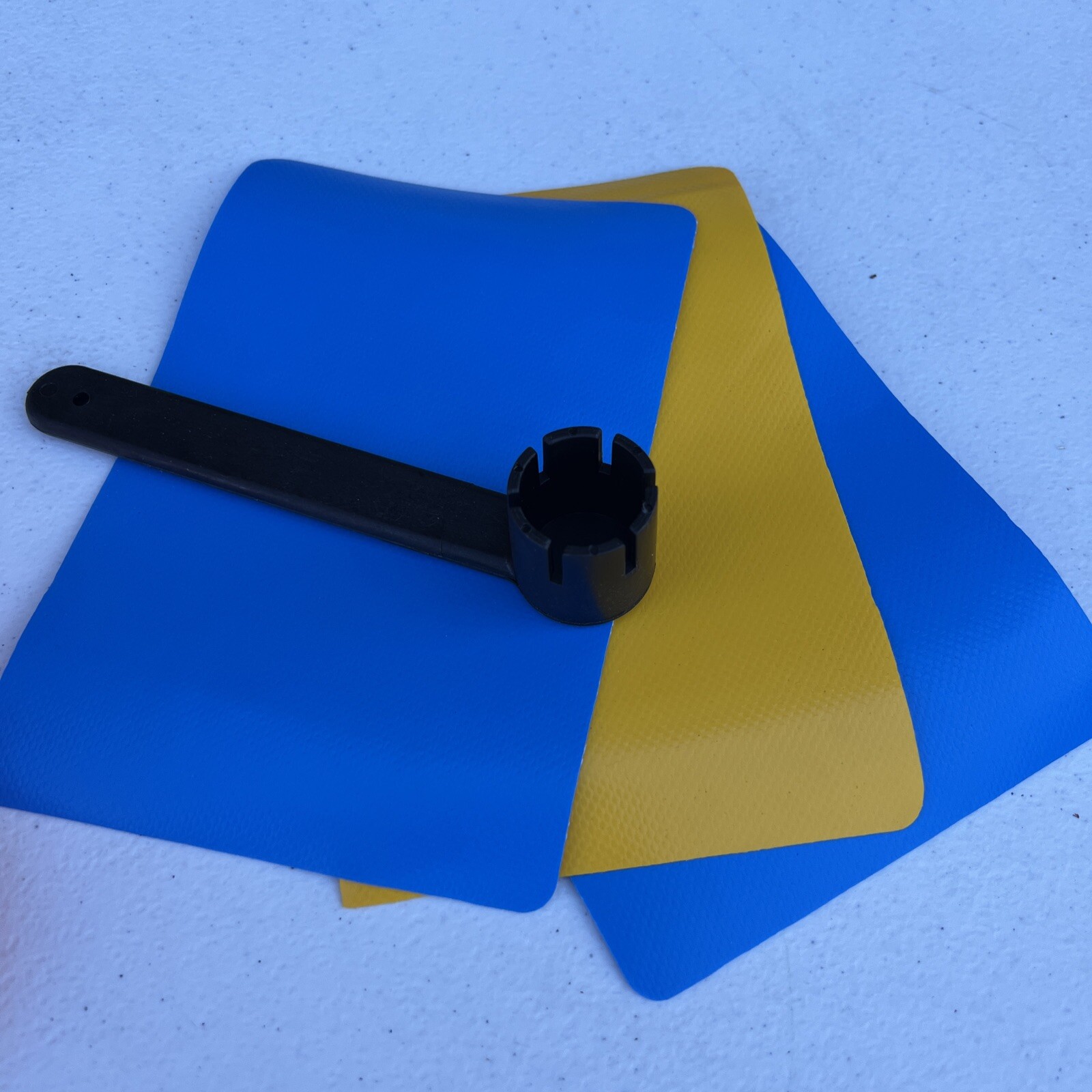 Inflatable Boat Kayak Repair Kit Valve Wrench Container Bucket PVC Patch Glue