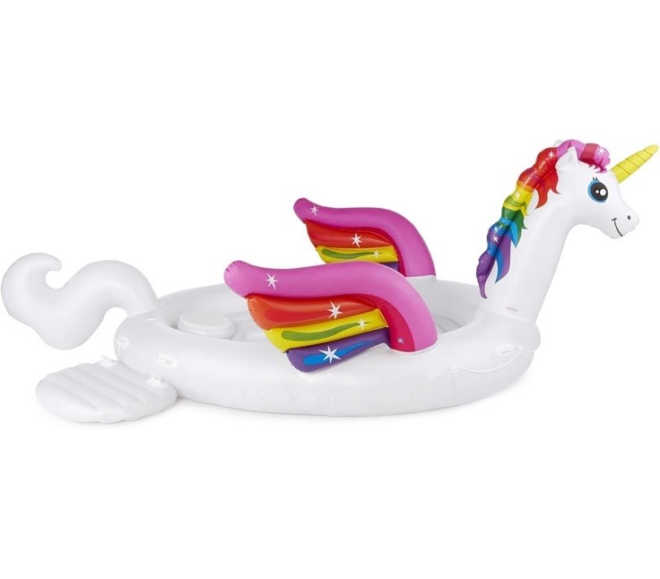NIB Intex 57266EP HUGE Unicorn Party Island Pool Floats – White & Rainbow