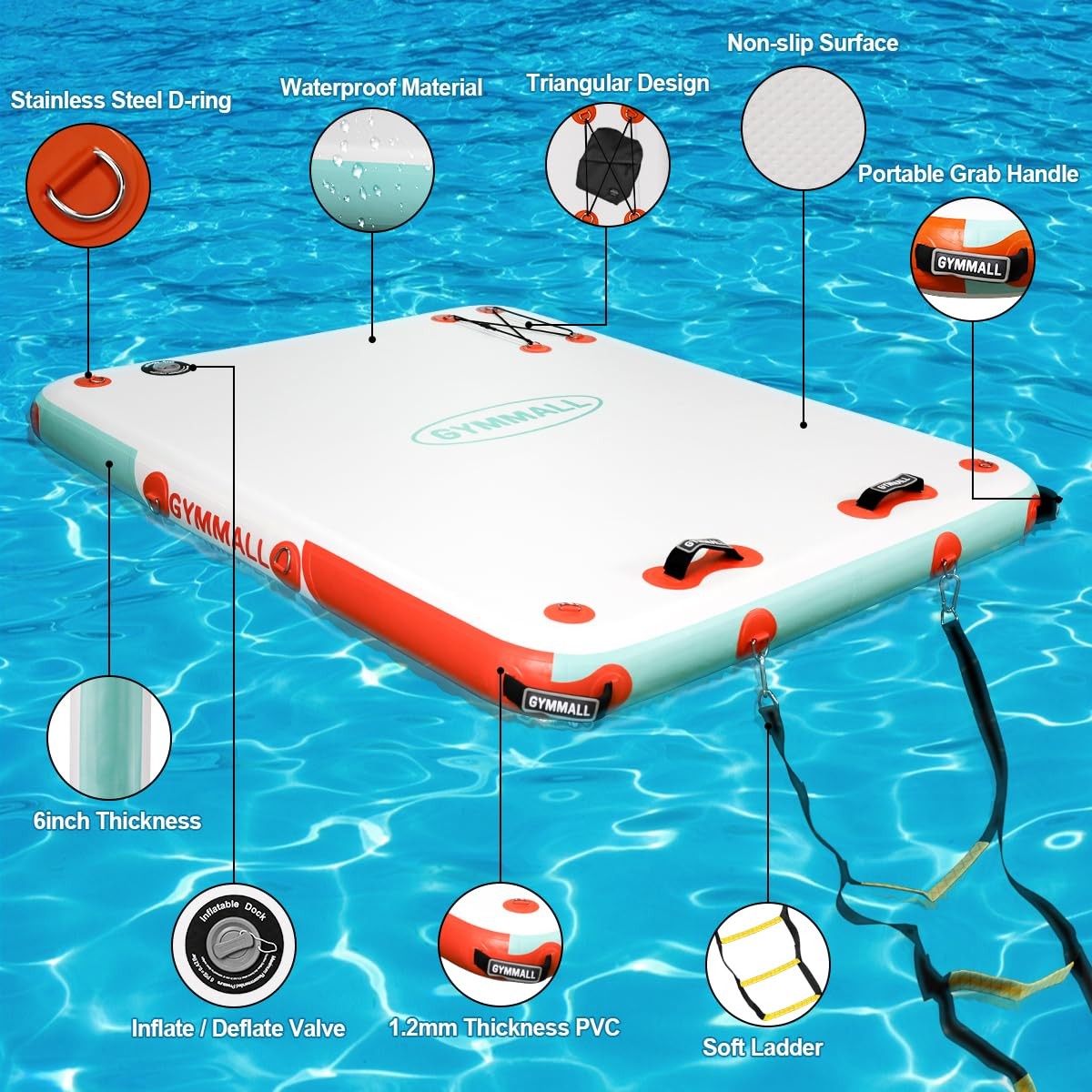 Inflatable Floating Dock Platform, 6ft*5ft Air Dock Platform Floating Island …
