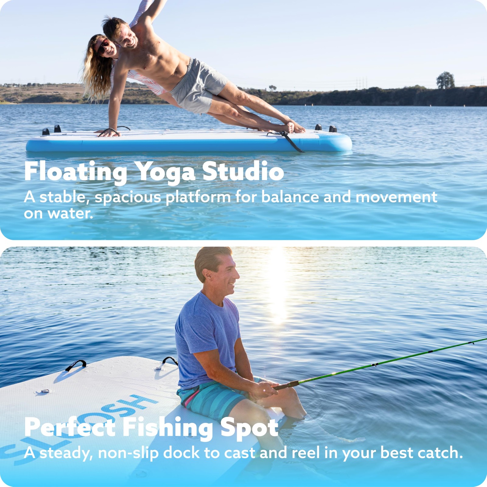 SLOOSH Inflatable Floating Dock, 8X5FT Dock 8Ft X 5Ft, Blue