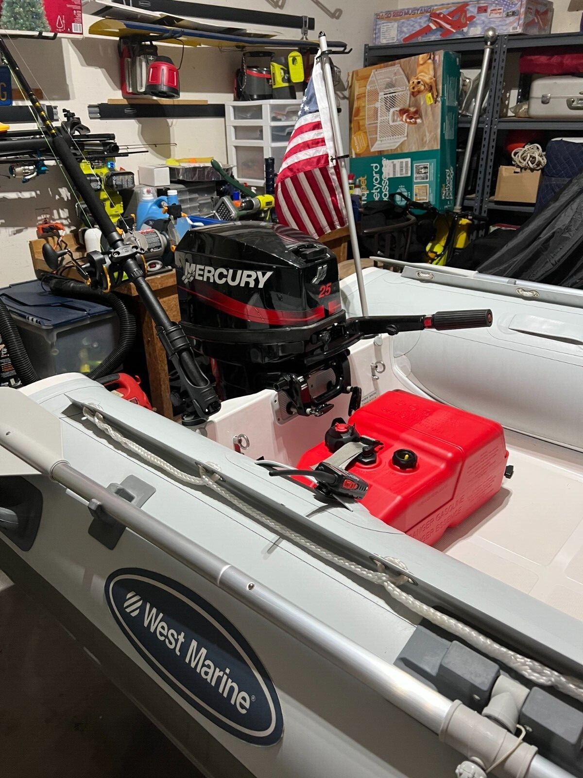 Inflatable Gray Hypalon Fishing ,Diving Boat with 25 hp Outboard motor