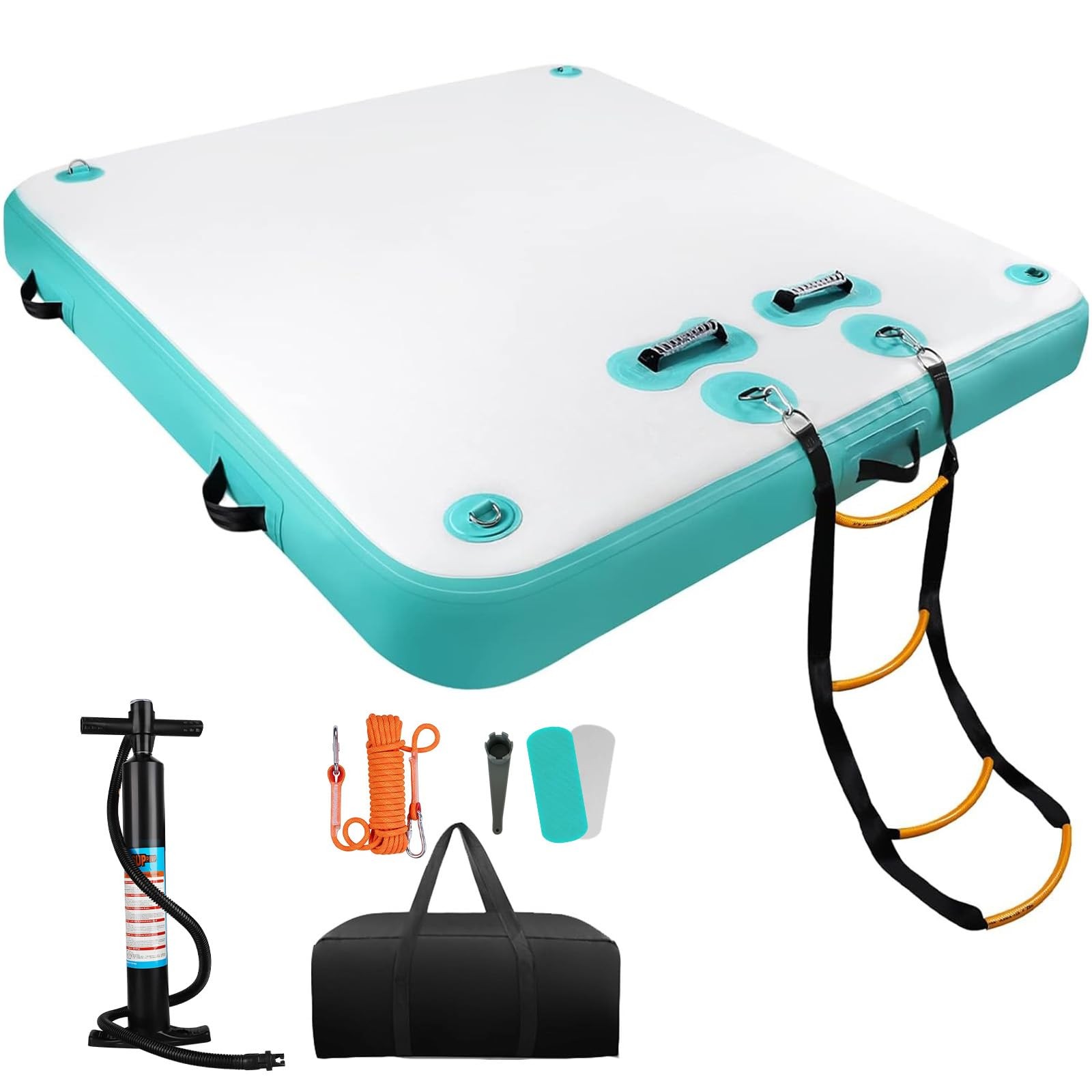 Tonkoum 6 X 5.25Ft Floating Dock Water Platform Multi-People Inflatable Dock