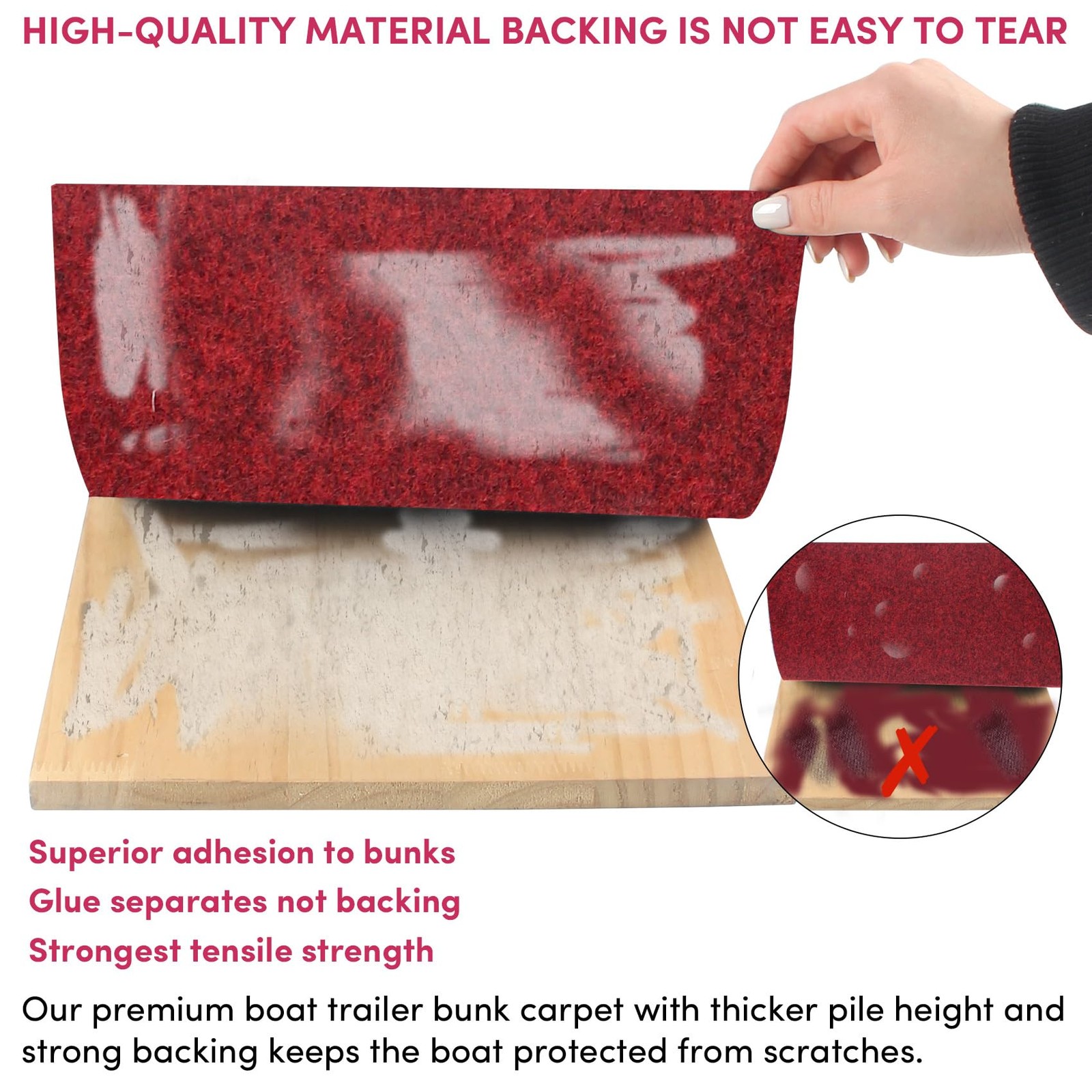 Veithi Boat Trailer Bunk Carpet Red 8 Inch X 13 Feetboat Bunk Carpettrailer