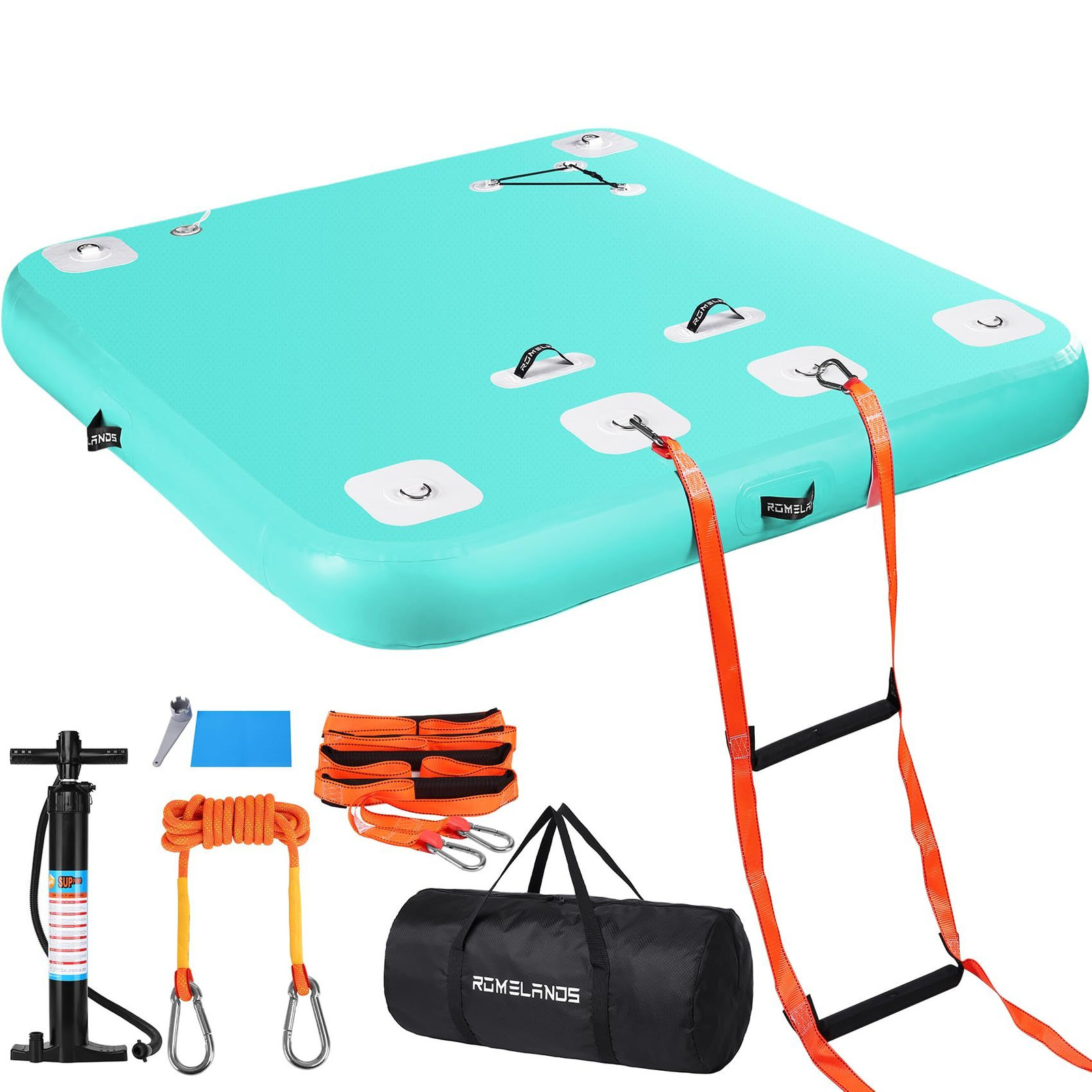 Inflatable Floating Dock Air Platform, 6ft x 5ft x 6ft, Mint Green