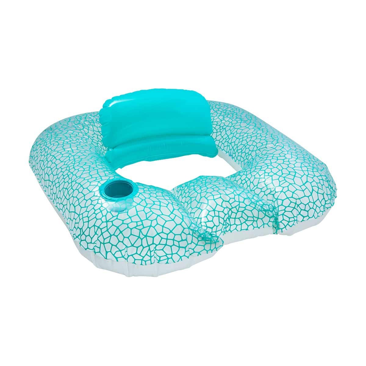 Adjustable Pool Floating Chair Flip Pillow Back Rest W/ Cup Holder Green