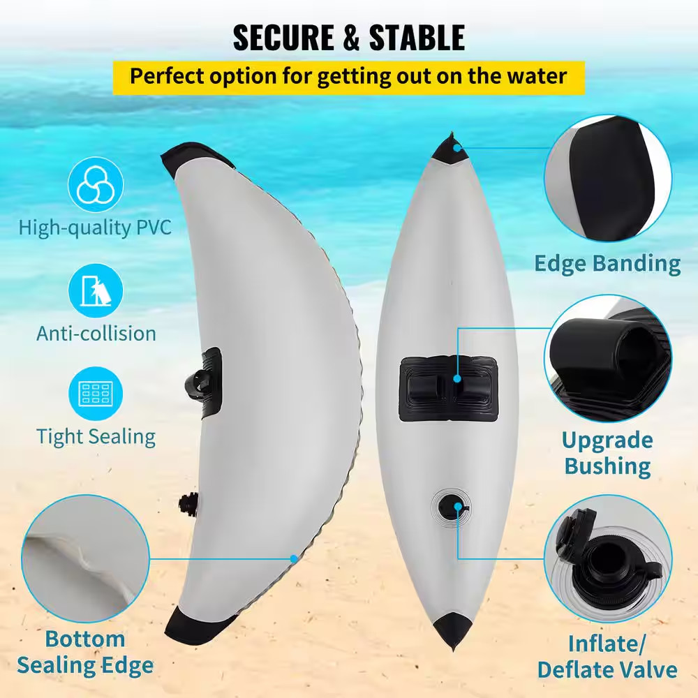 Kayak Outrigger Stabilizers, 2 PCS, PVC Inflatable Outrigger Float with Sidekick
