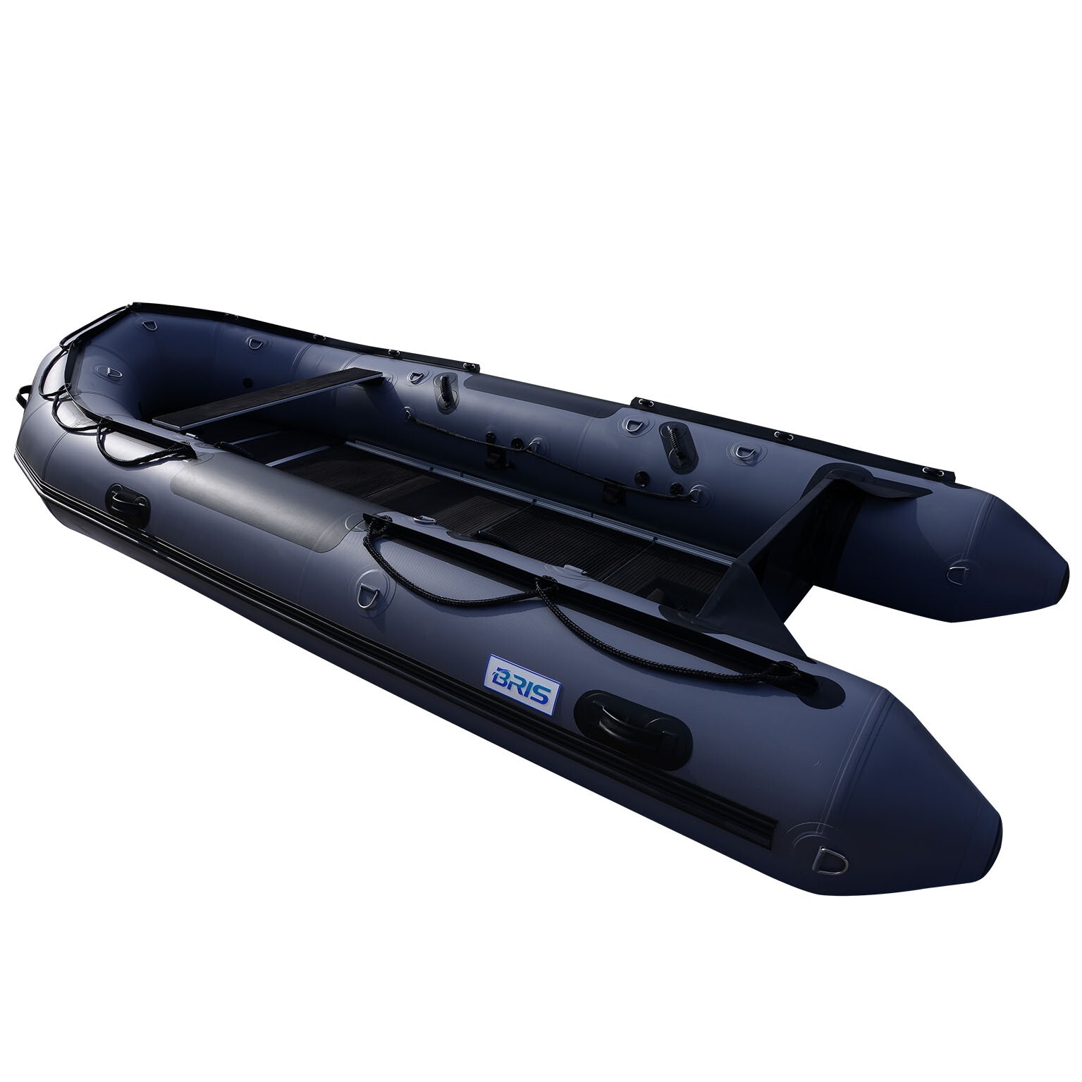 BRIS 14.5ft Inflatable Boat Inflatable Fishing Pontoon Boat ALUMINUM TRANSOM
